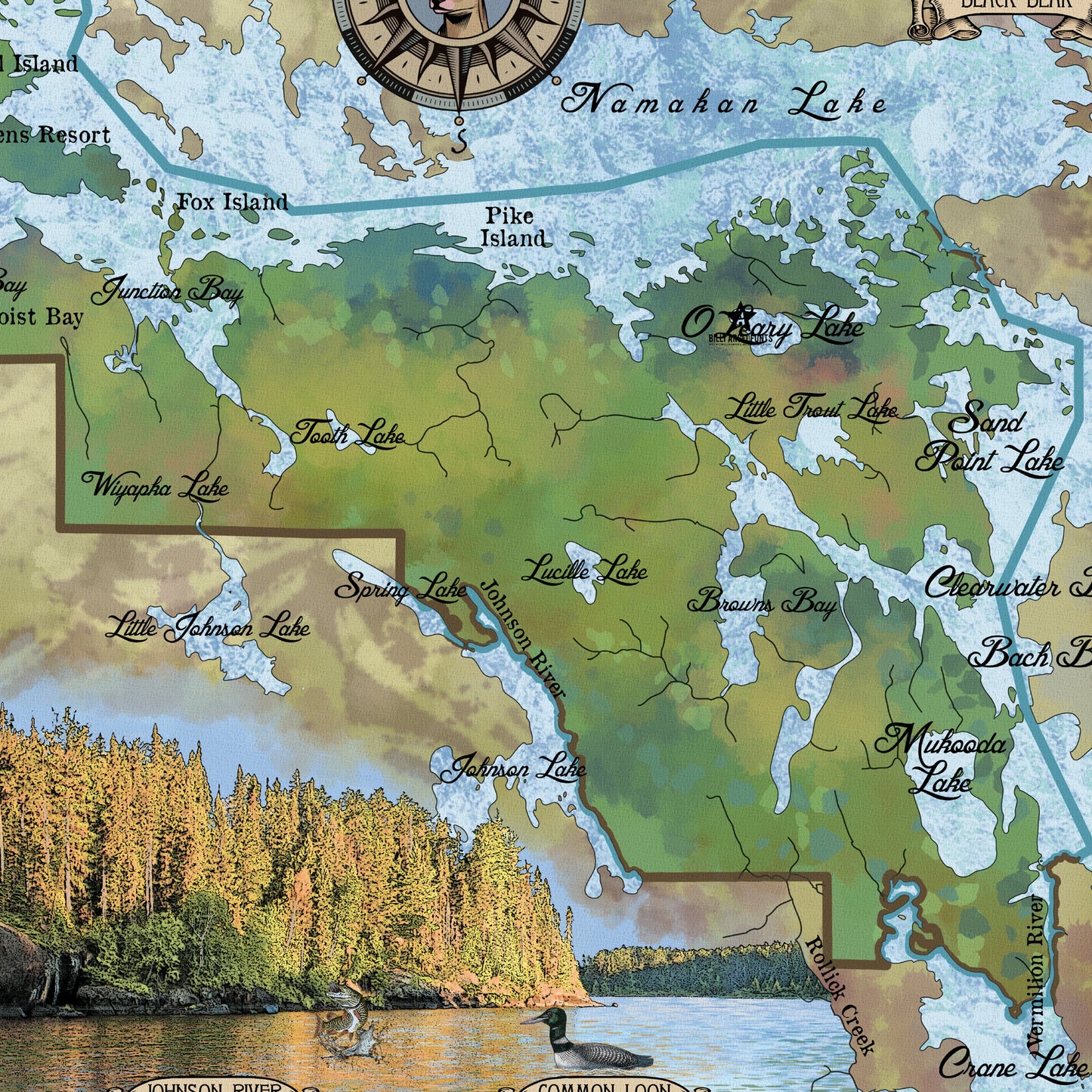 Lake Superior, Voyageurs National Park, Minnesota map, hiker gift, Minnesota gift, great lakes decor, Minnesota, Cabin decor, canoe, camping