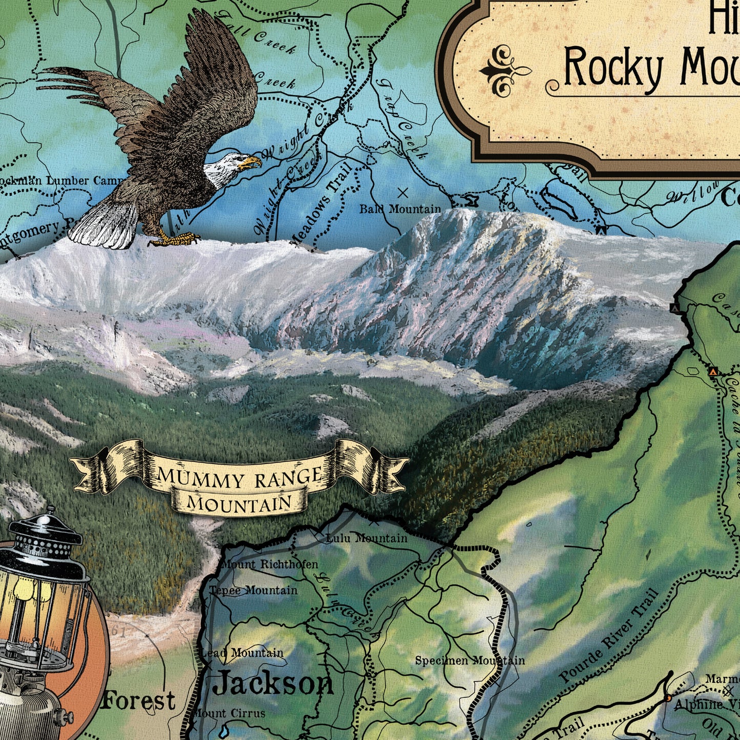 ROCKY MOUNTAIN NATIONAL park map, rocky mountain national park poster, rocky mountains, national park poster, national park map, rockies map