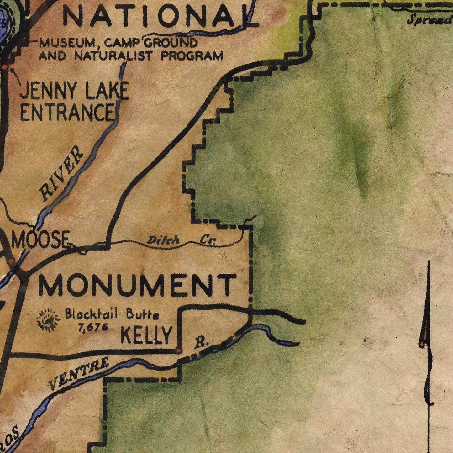 49 Grand Teton National Park 1938 vintage historic antique map poster print by Lisa Middleton