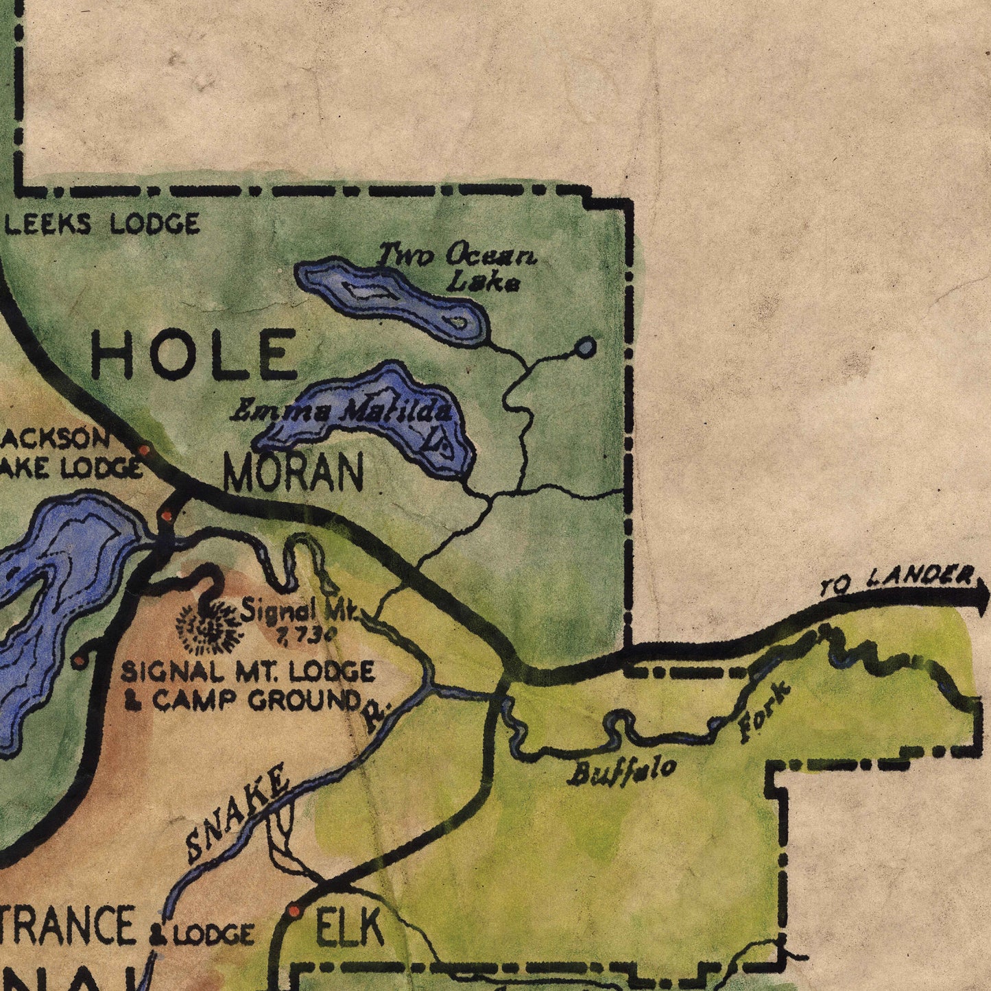 49 Grand Teton National Park 1938 vintage historic antique map poster print by Lisa Middleton
