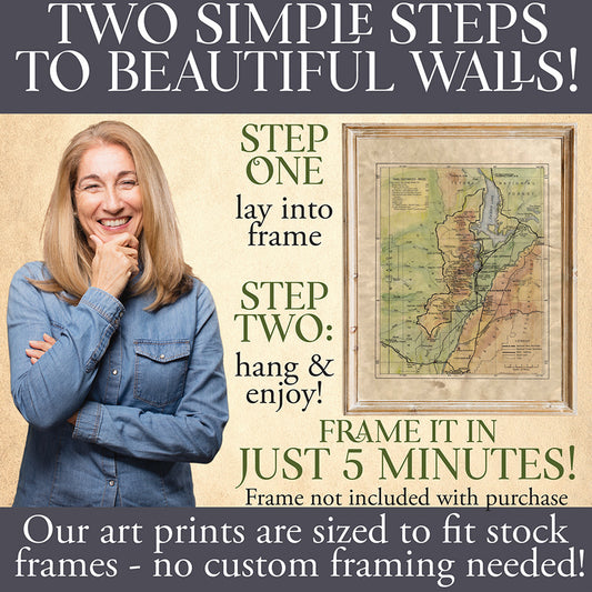 120 Wyoming Teton National Park 11x14" Hand painted map,Historical Map,map art,antique map,old print map,Missoula,Montana By Lisa Middleton