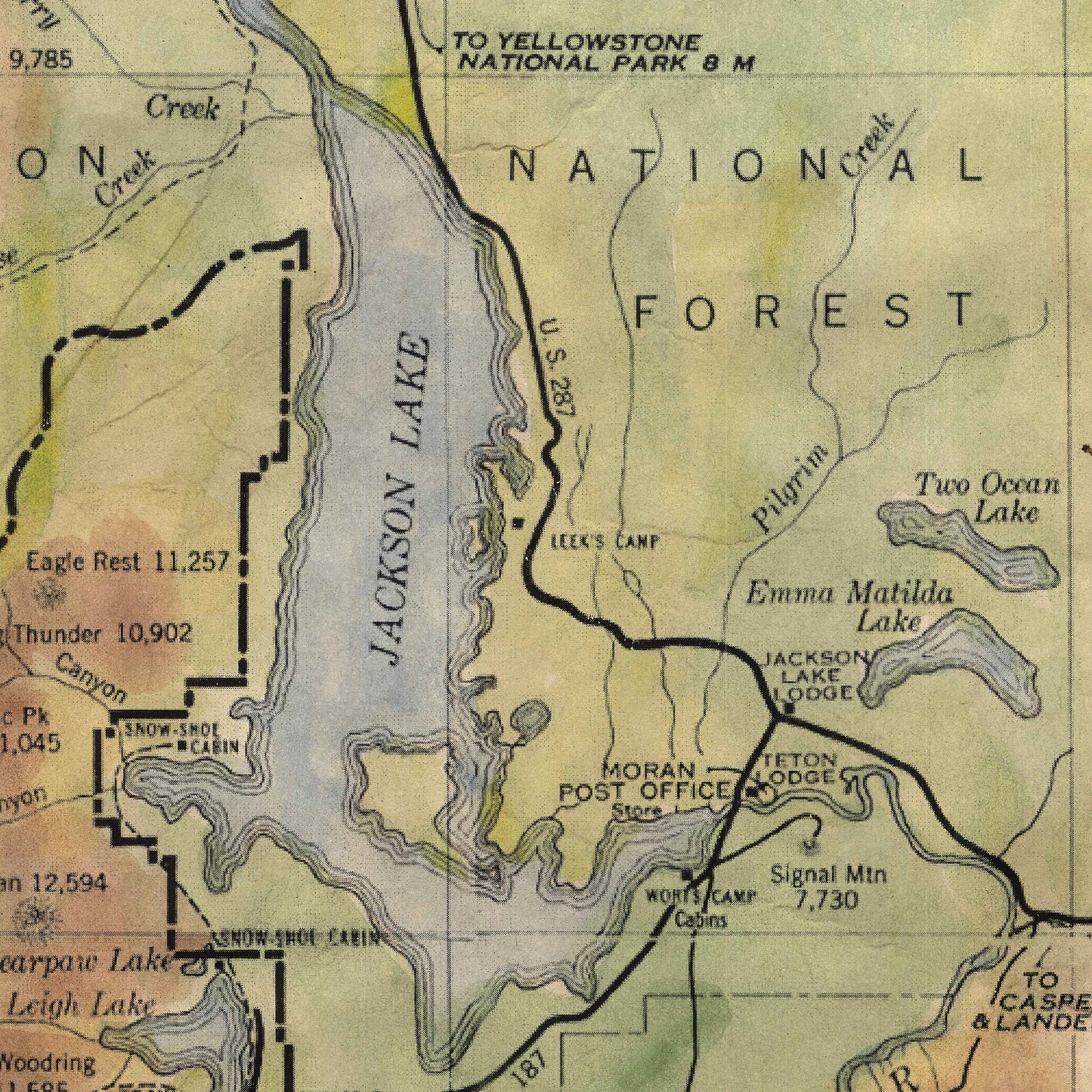 120 Wyoming Teton National Park 11x14" Hand painted map,Historical Map,map art,antique map,old print map,Missoula,Montana By Lisa Middleton