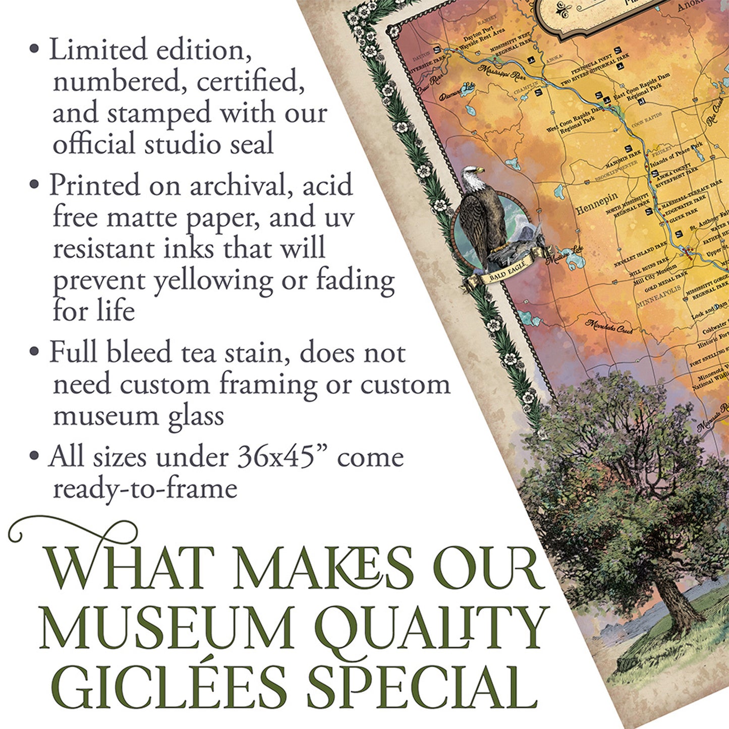 214 MNRRA Mississippi River Custom Map,wabasha,Stockholm,prescott,pepin,minneapolis,cottage grove,ellsworth,hand painted map by Lisa Middlet