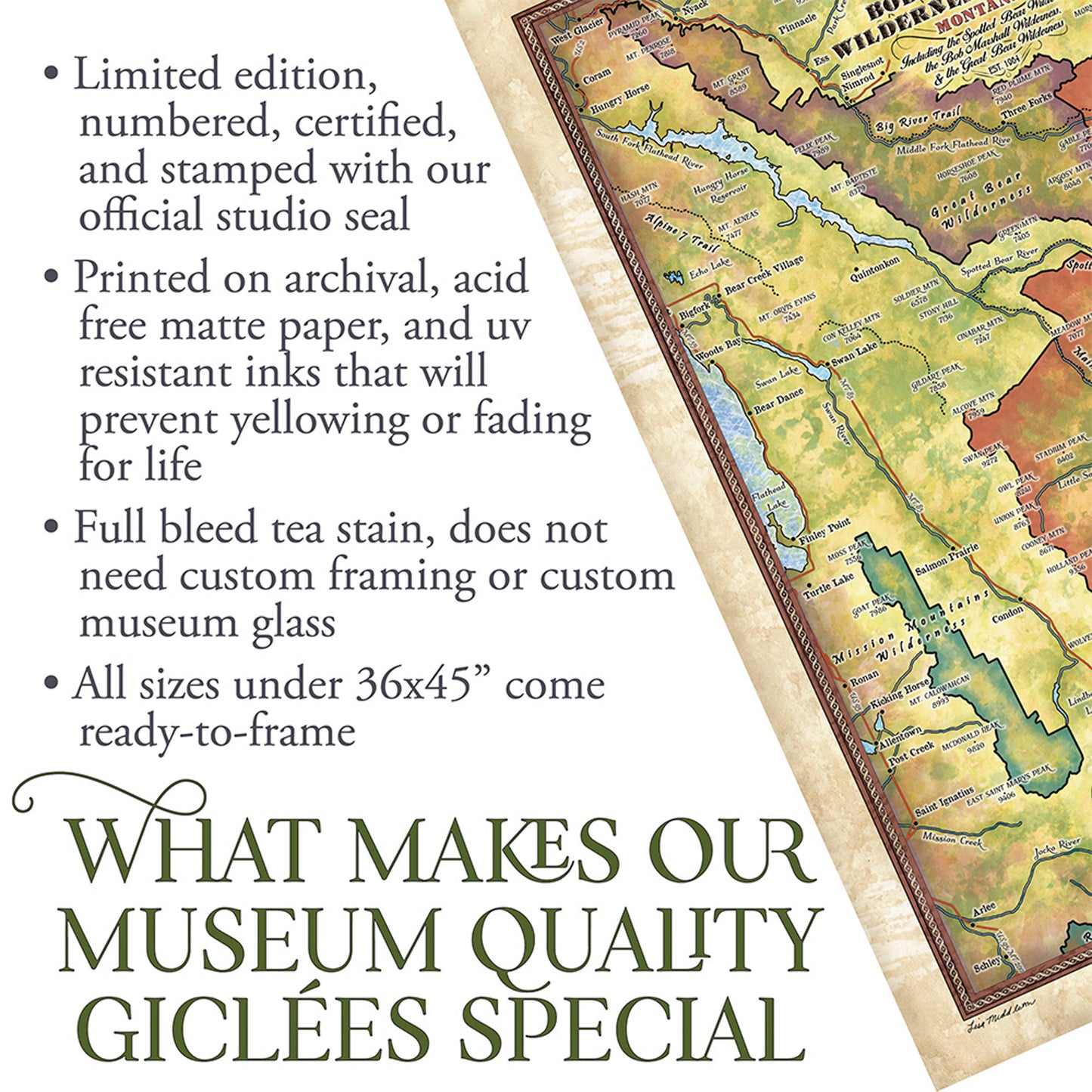 Montana map, montana hiking, Bob Marshall Wilderness, The Bob map, backpacker gift, Montana gift, hiker gift,