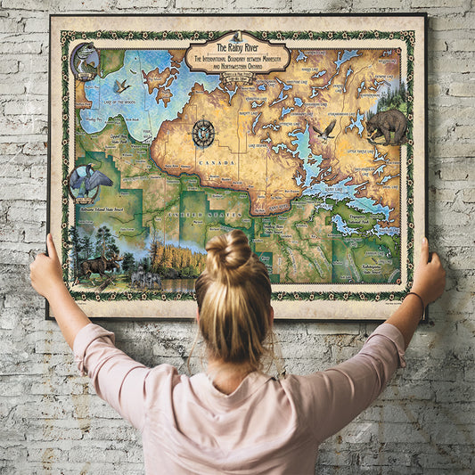 Rainy River Square Historic Map Reproduction Artwork Wall Art Print Vintage