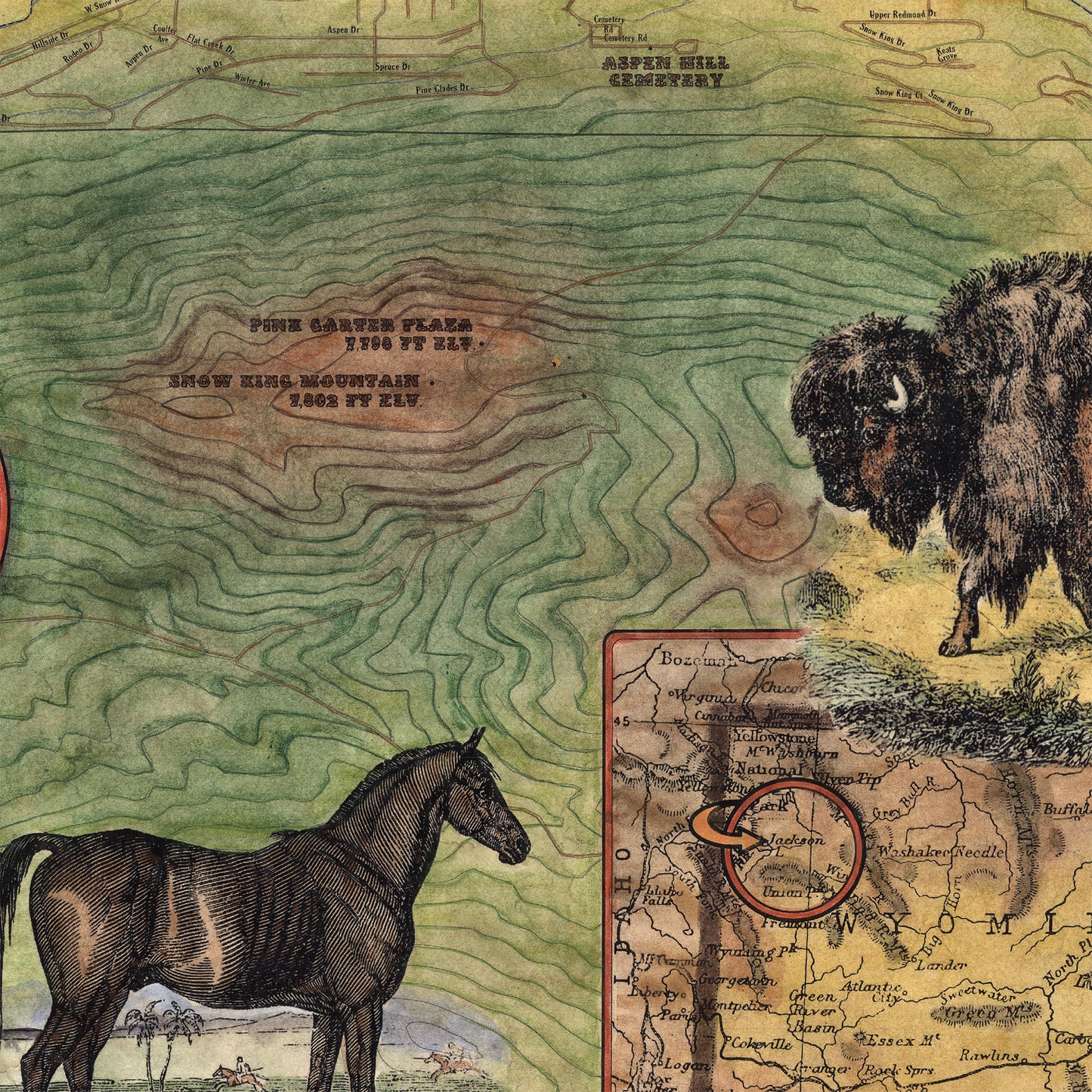 35 Jackson Wyoming and Vicinity 11x14" vintage historic antique map poster print by Lisa Middleton
