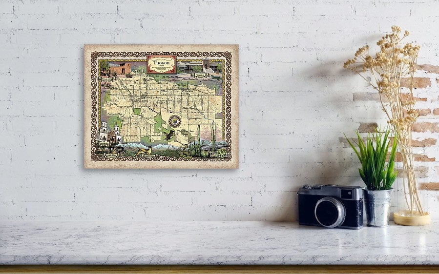 Tucson, TUCSON MAP, tucson poster, tucson gift, southwestern decor, Arizona gifts, arizona maps, southwest decor, santa fe decor, desert art