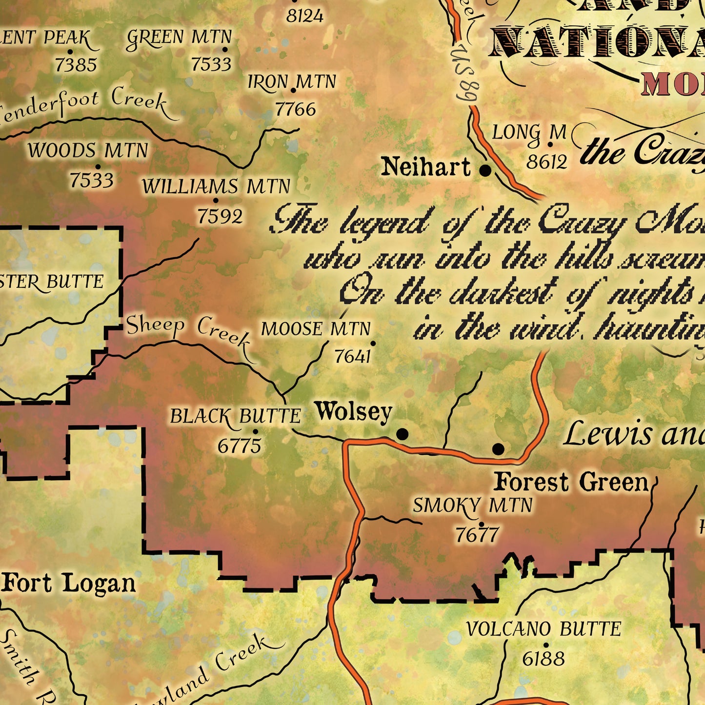 Lewis and Clark Crazy Mountains Antique Map Art Blanket Throw Soft Polar/ Silky/ Sherpa Fleece Warm Blanket For Bed Sofa Couch Gift & Travel