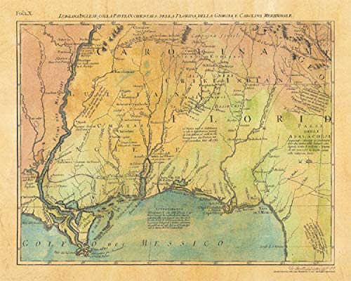 Great River Arts Golfo Del Messico Historic Map Reproduction Artwork Wall Art Print Vintage