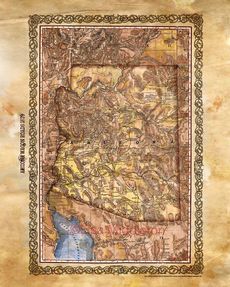 016 Arizona 1879 11x14" vintage historic antique map poster print by Lisa Middleton