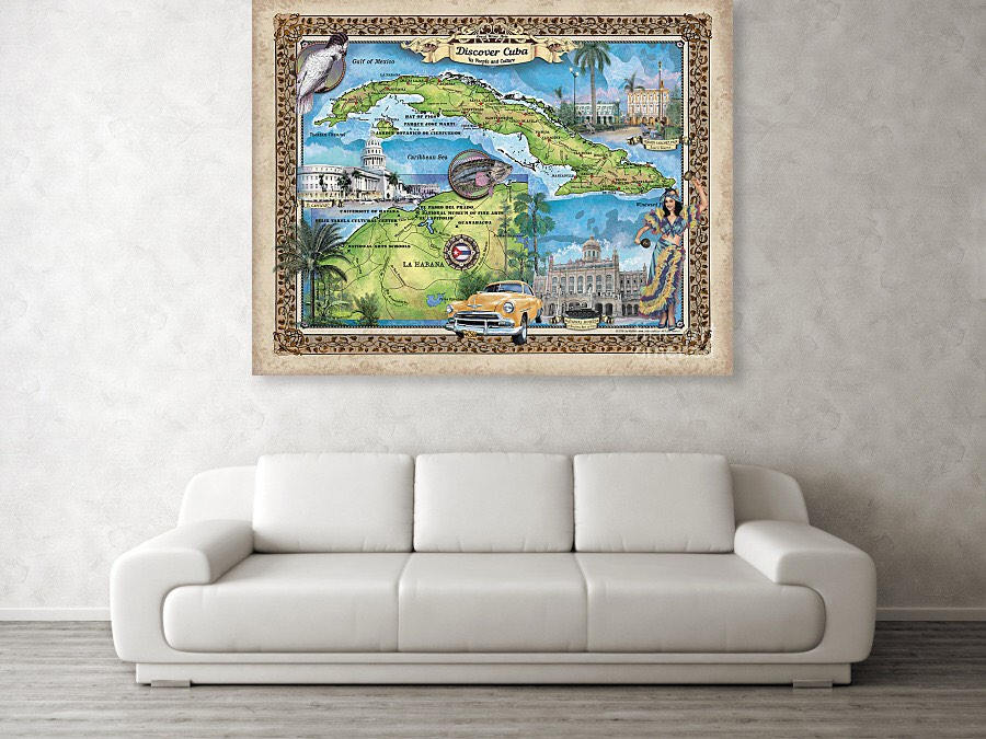 Cuba, cuba map, Cuba Gifts, destination weddings, custom wedding gifts, traveler gifts, tropical decor, Island decor, beach house, carribean