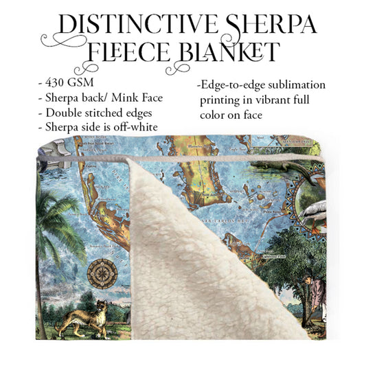 Sanibel Captiva Florida Map Blanket Double Stitched Edges Cozy Luxury Fluffy Super Soft 430 GSM Polyester Throw Blanket