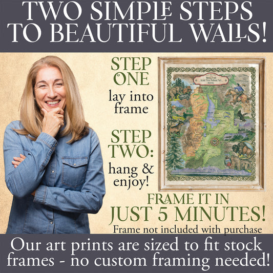 Teton, Grand Teton, Teton map, hiker gift, wyoming map, old wyoming map, national park map, wyoming gifts, mountains, cowboy, western decor