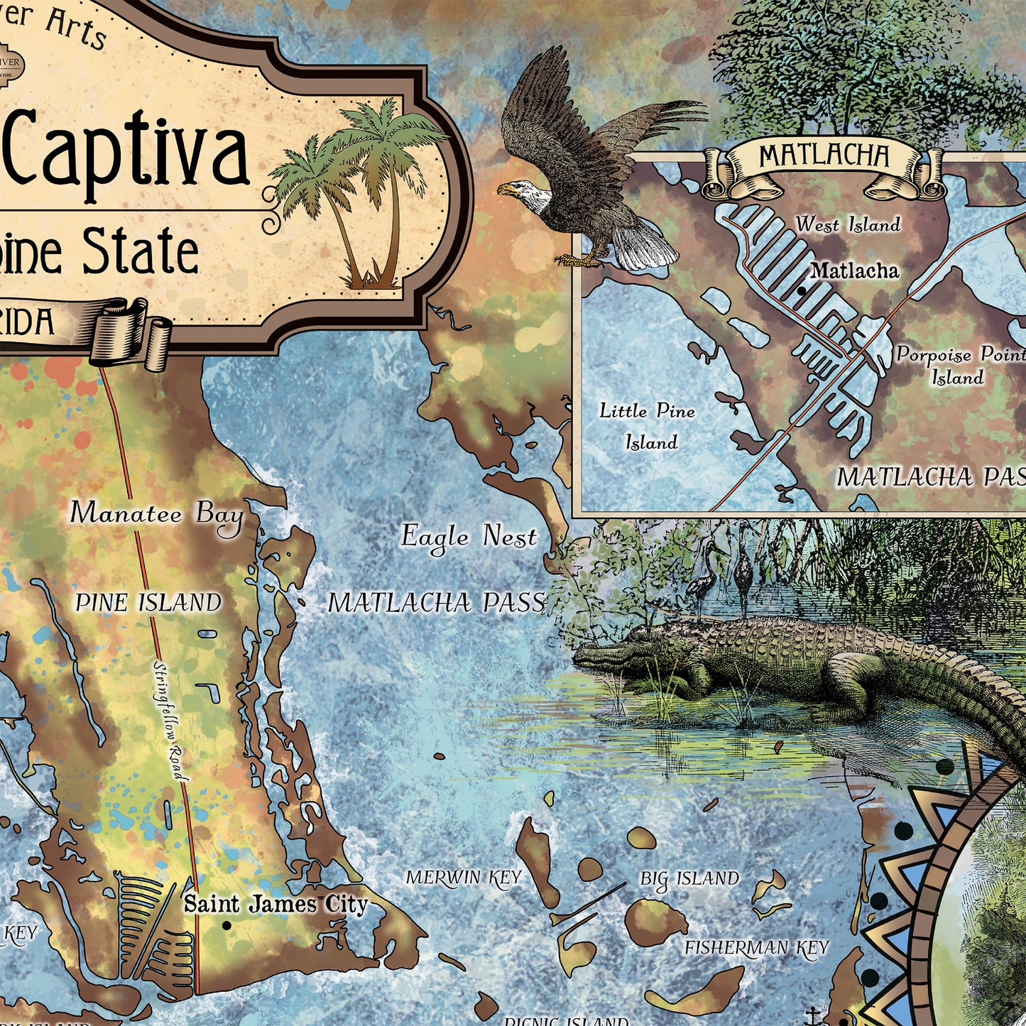 Sanibel Island, Sanibel captiva, florida map, florida gifts, sanibel captiva art, coastal decor, beach house, island decor, florida art