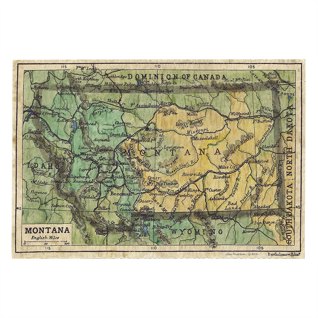 Montana 1906 Map Blanket Throw Vintage Warm Polar/ Silky/ Sherpa Fleece Wearable Blanket for Travelling Bed Couch Sofa Chair Dorm & Gift