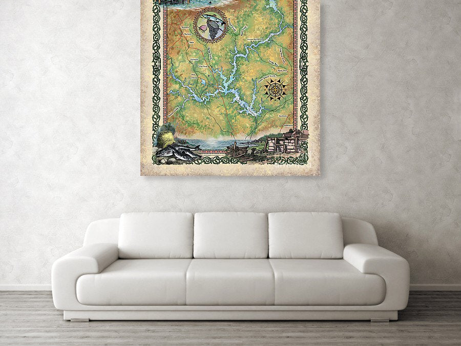 Lake Sinclair, sinclair lake, lake sinclair map, old maps georgia, wall art, sinclair cabin decor, large wall map art, lake gift, lake house
