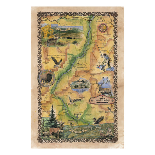 Great River Arts Paradise Valley Digitally Colored Historic Map Reproduction Artwork Wall Art Print Vintage