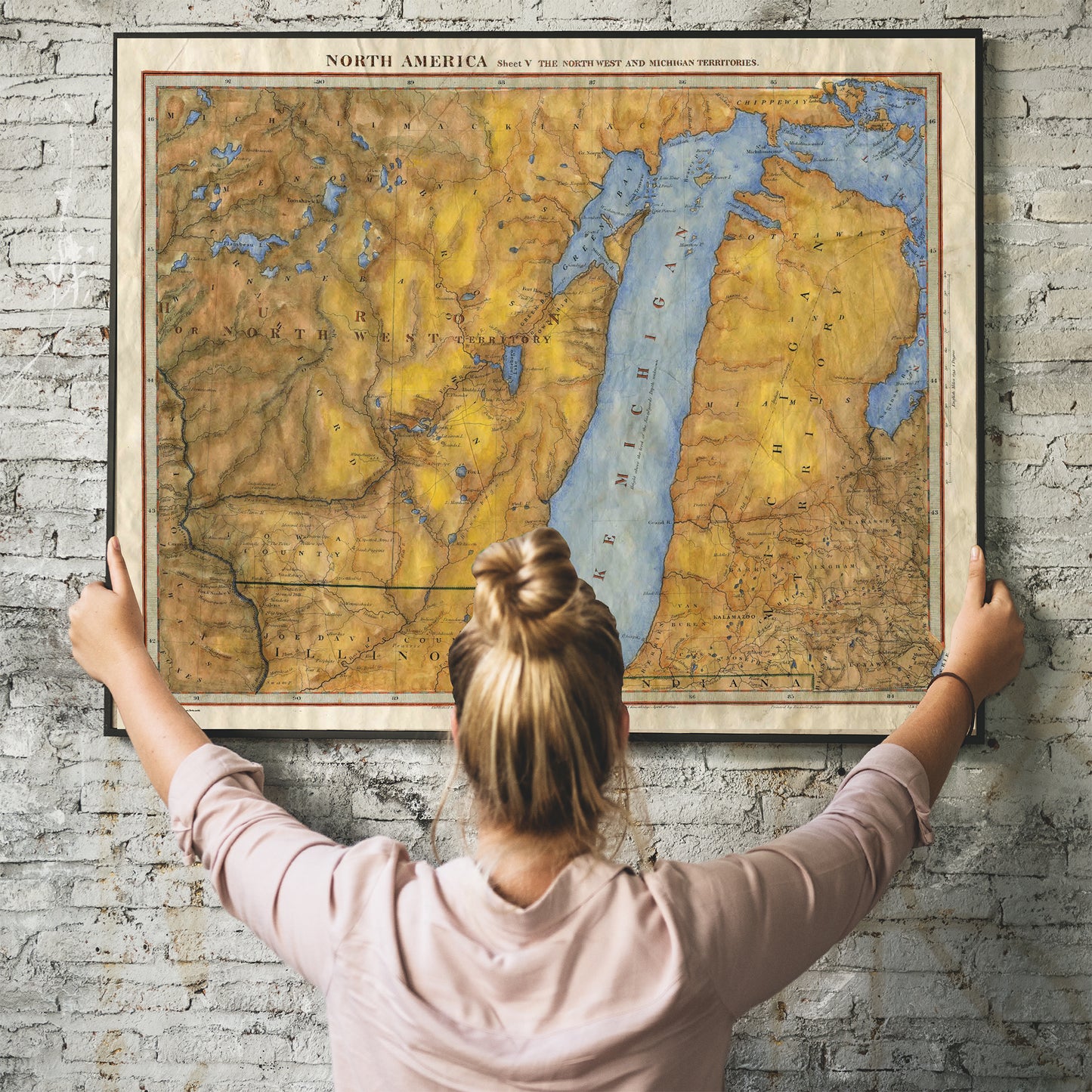67 Lake Michigan and eastern Wisconsin 11x14" vintage historic antique map poster print by Lisa Middleton
