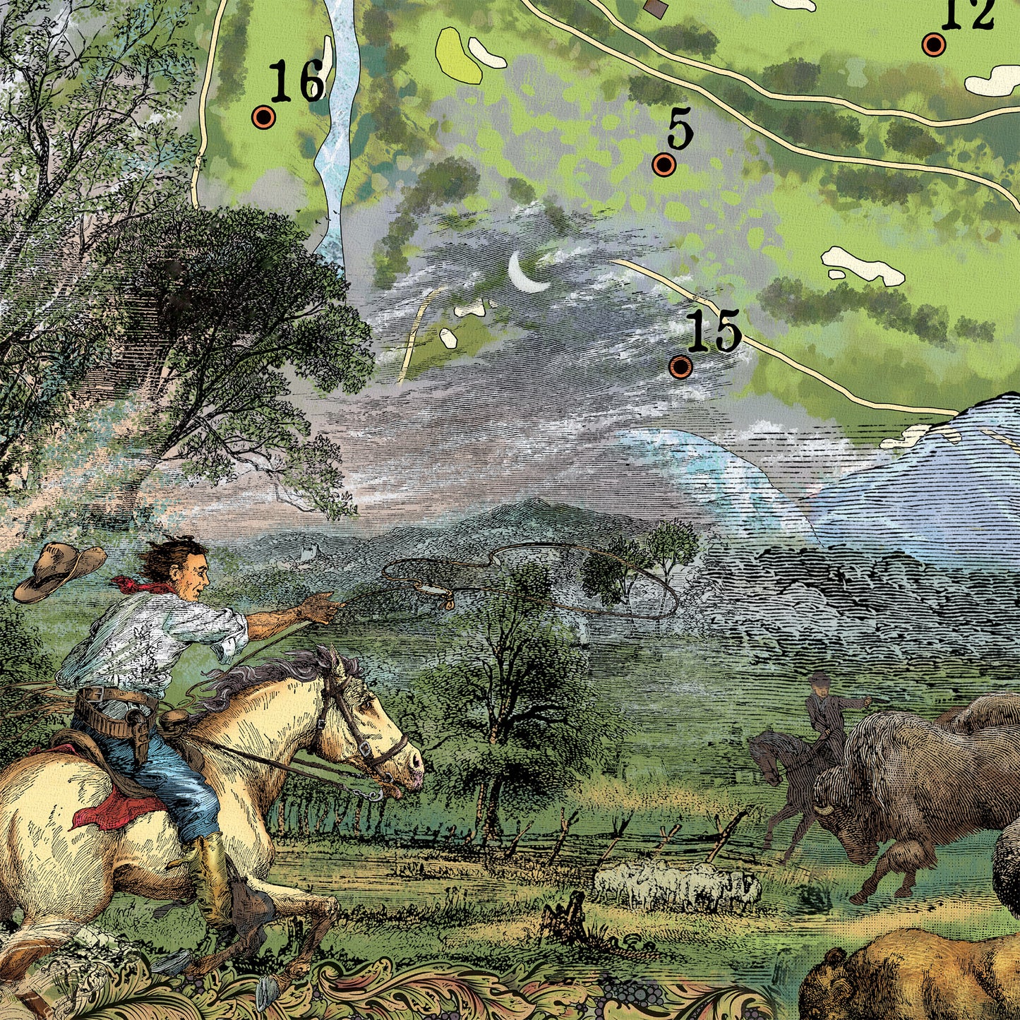 Shooting Star Golf Wyoming Jackson Hole Map Blanket Double Stitched Edges Fluffy Super Soft 430 GSM Polyester Throw Blanket