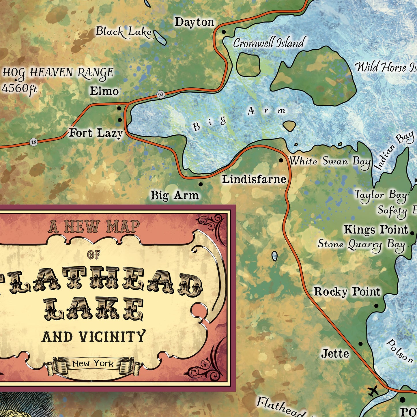 flathead lake, flathead lake mt, flathead lake map, map flathead lake, montana map, map montana, montana, montana art, western decor, horse