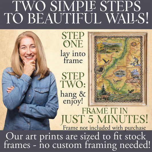 Great River Arts Paradise Valley Digitally Colored Historic Map Reproduction Artwork Wall Art Print Vintage