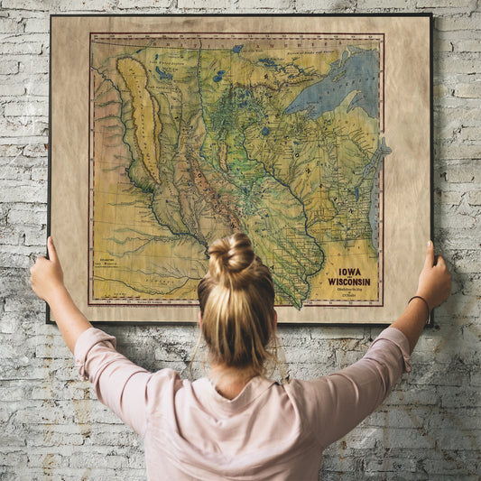 056 Iowa/Wisconsin 1844 vintage historic antique map poster print by Lisa Middleton