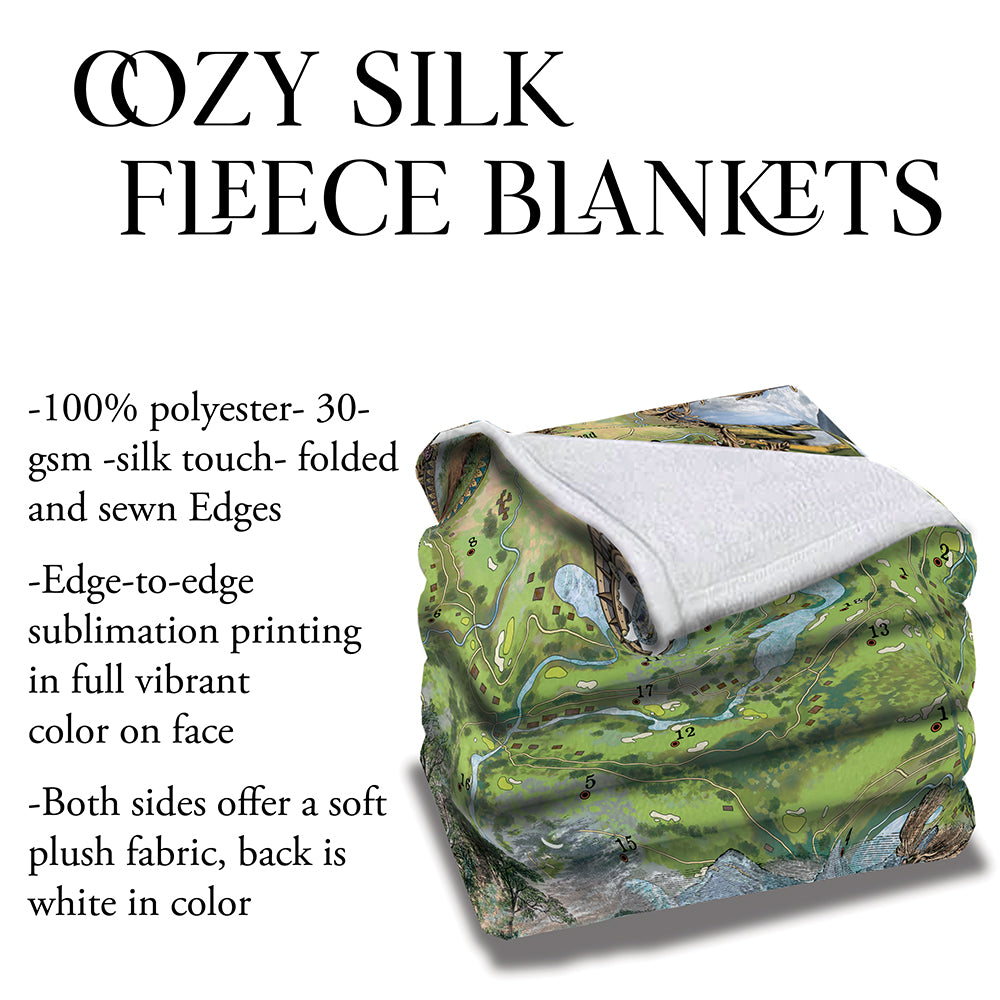 Yellowstone National Park Wyoming Montana Map Blanket Double Stitched Edges Cozy Fluffy Super Soft 430 GSM Polyester Throw Blanket
