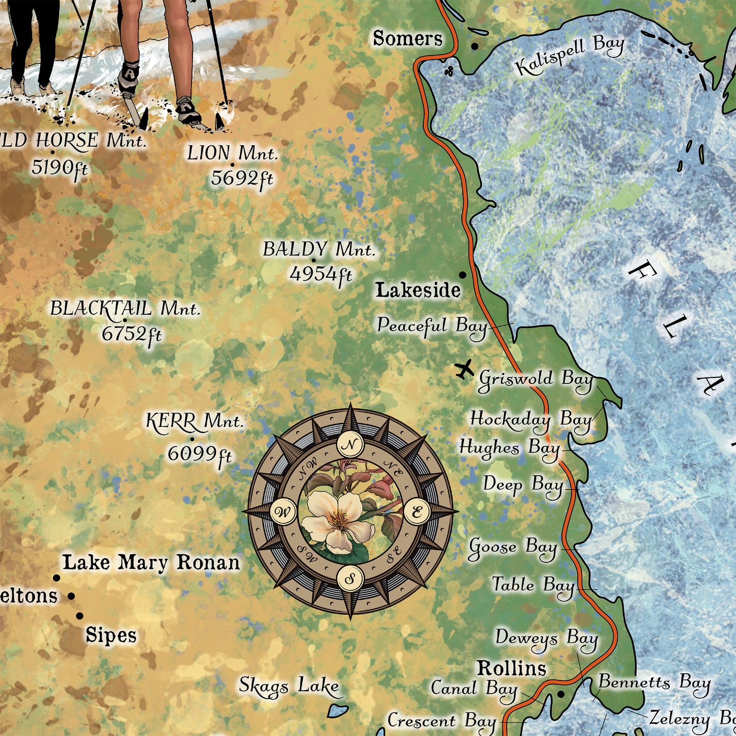 flathead lake, flathead lake mt, flathead lake map, map flathead lake, montana map, map montana, montana, montana art, western decor, horse