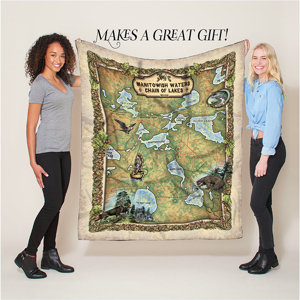 Manitowish Waters Wisconsin Sherpa Fleece Blanket Double Stitched Edges Cozy Luxury Fluffy Super Soft 430 GSM Polyester Throw Blanket