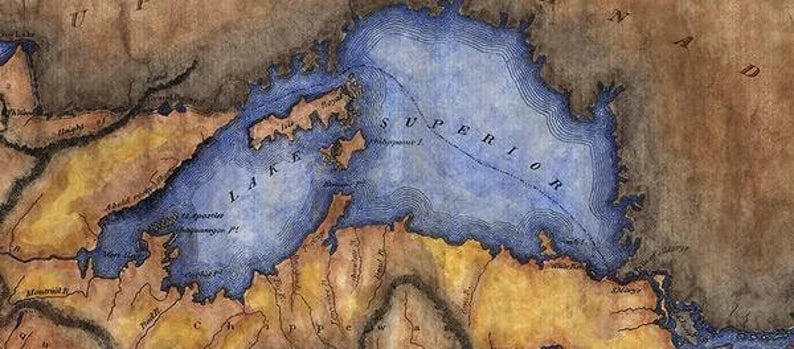 126 Upper Territories of the United States 1814 11x14" hand painted,vintage map,antique map,old map,map art,Great River Arts by Lisa Middlet
