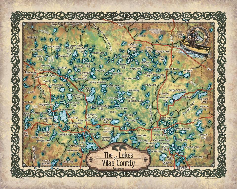 Travel Map Feature: Lakes Of Vilas County Wisconsin image