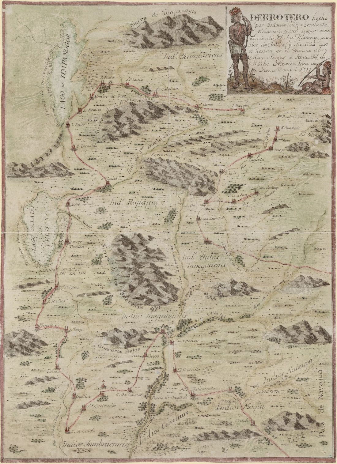 Derrotero Mission Map from Monterrey to Santa Fe image