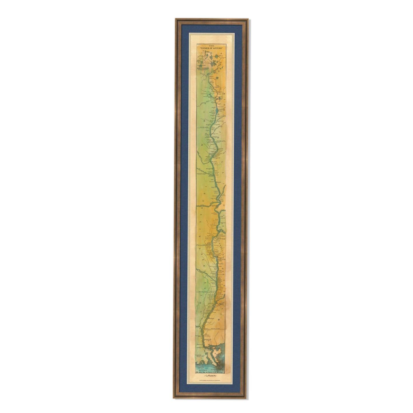 Great River Arts Father of Waters 1887 Mississippi River Map Art Gift - Paper Wall Map Art for Travelers - Lisa Middleton House Decor Artwork - Print Historical Map Poster Wall Decor