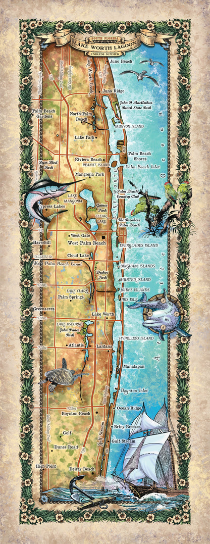 Great River Arts Lake Worth Lagoon Juno Beach to Delray Beach Florida - Gift for Travelers - Wall Art Home Decor
