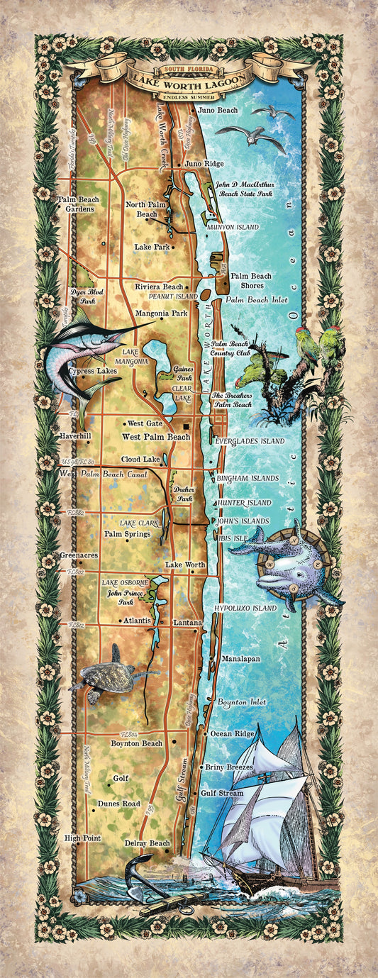 Great River Arts Lake Worth Lagoon Juno Beach to Delray Beach Florida - Gift for Travelers - Wall Art Home Decor