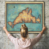 Great River Arts Martha's Vineyard Historic Map Reproduction Artwork Wall Art Print Vintage