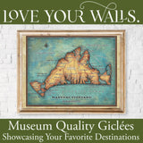 Great River Arts Martha's Vineyard Historic Map Reproduction Artwork Wall Art Print Vintage