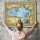 Great River Arts Pelican Lake Historic Map Reproduction Artwork Wall Art Print Vintage