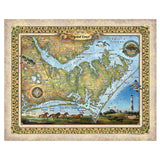 North Carolina Map, Carolina Map, Vintage North Carolina, Large Map, Coastal Map, Vintage Map Print, Coastal Map Wall Art, Beaufort NC Map