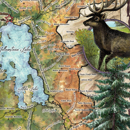 Hiking Yellowstone Wyoming and Montana Antique Map Art Blanket Throw Sherpa Fleece Blanket - Bed Sofa Couch Gift & Travel