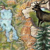 Hiking Yellowstone Wyoming and Montana Antique Map Art Blanket Throw Sherpa Fleece Blanket - Bed Sofa Couch Gift & Travel