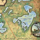 Minocqua Chain of Lakes Wisconsin Historic Map Art Print Poster Artwork Vintage Style Abstract Wall-Unframed Great Home Decor & Gift