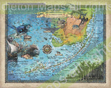 Florida Keys Scuba Diving map, Key west map, Coastal Vintage, snorkel, diving, diver, Florida Gift, Scuba Diving Gift, Scuba Diving, Florida