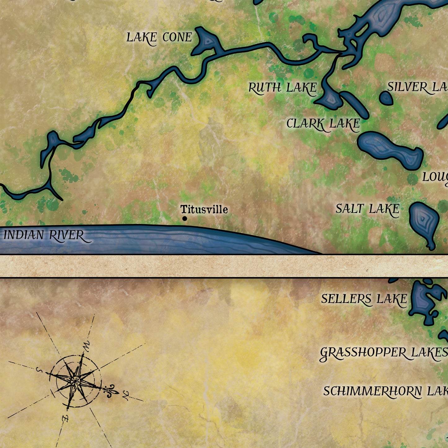 Great River Arts St. Johns River 8X120 Historic Map Reproduction Artwork Wall Art Print Vintage