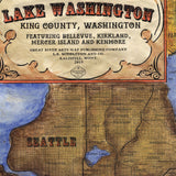 Lake Washington Seattle Historic Map Art Print Poster Artwork Vintage Style Abstract Wall-Unframed Great Home Decor & Gift