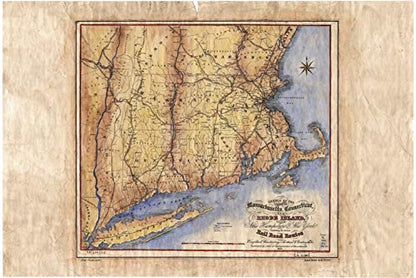 Great River Arts Massachusetts 1796 Historic Map Reproduction Artwork Wall Art Print Vintage