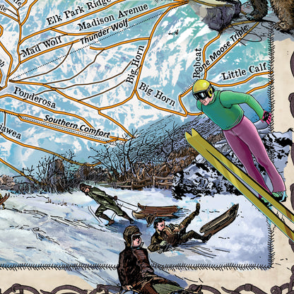 Big Sky Ski Runs Montana Historic Map Art Print Poster Artwork Vintage Style Abstract Wall-Unframed Great Home Decor & Gift