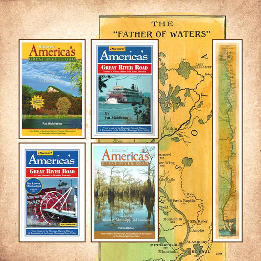 Discover! America's Great River Road 4 Volume gift set + Father of Water Map Gift Bundle