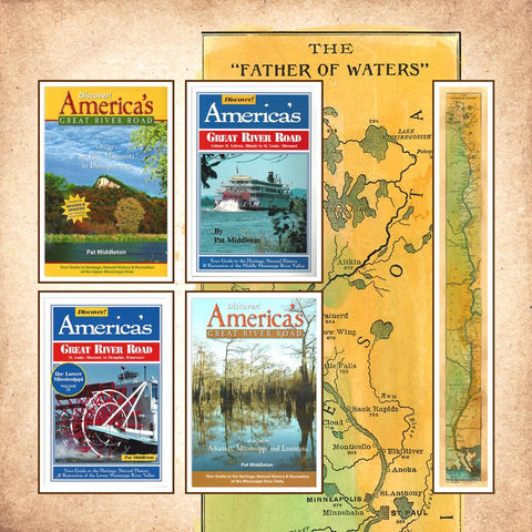 Discover! America's Great River Road 4 Volume gift set + Father of Water Map Gift Bundle