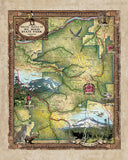 Mt.Hood Recreation Area Park Oregon Antique Map Art Blanket Throw Sherpa Fleece Artwork Blanket For Bed Sofa Couch Travel Gift